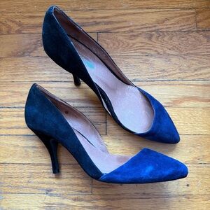 Women's Two-Tone Pointed Toe Heels in Black and Navy